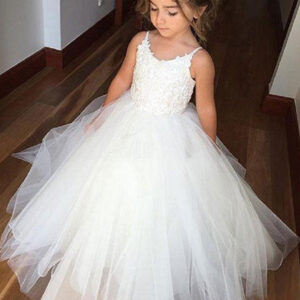 straps neck sleeveless lace kids party dresses showprettydress