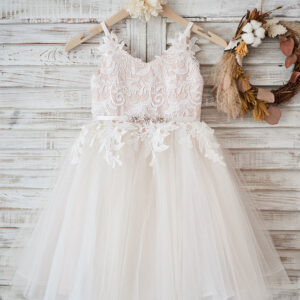 straps neck sleeveless sash formal kids pageant flower girl dresses showprettydress