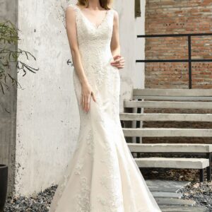 stunning sleeveless fit and flare lace open back summer beach wedding dress showprettydress