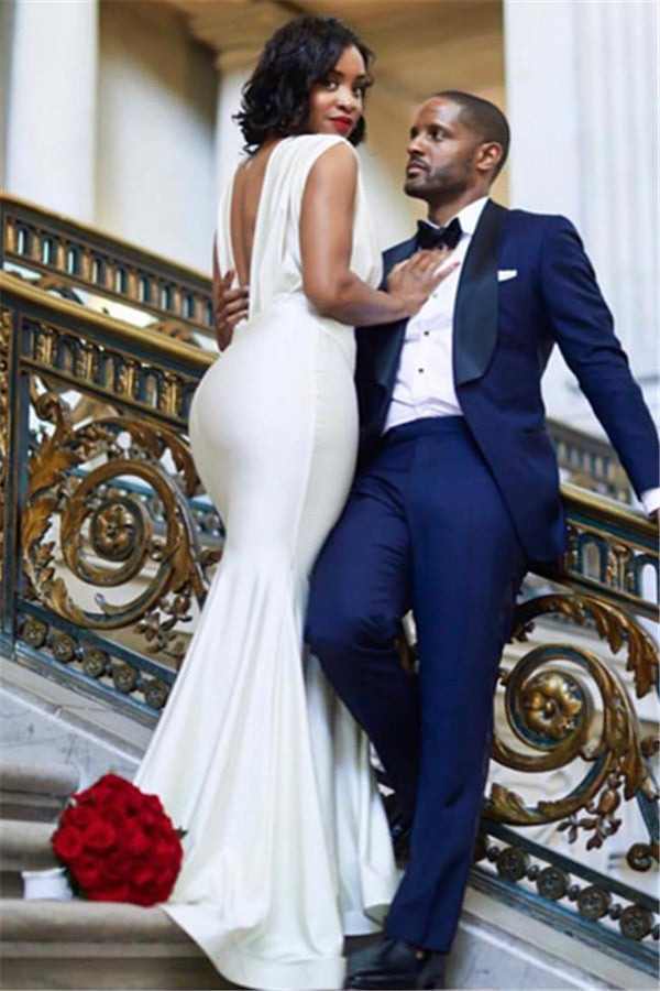 stylish long deep v neck sleeveless straps mermaid wedding dresses showprettydress 2 stylish long deep v neck sleeveless straps mermaid wedding dresses showprettydress 2