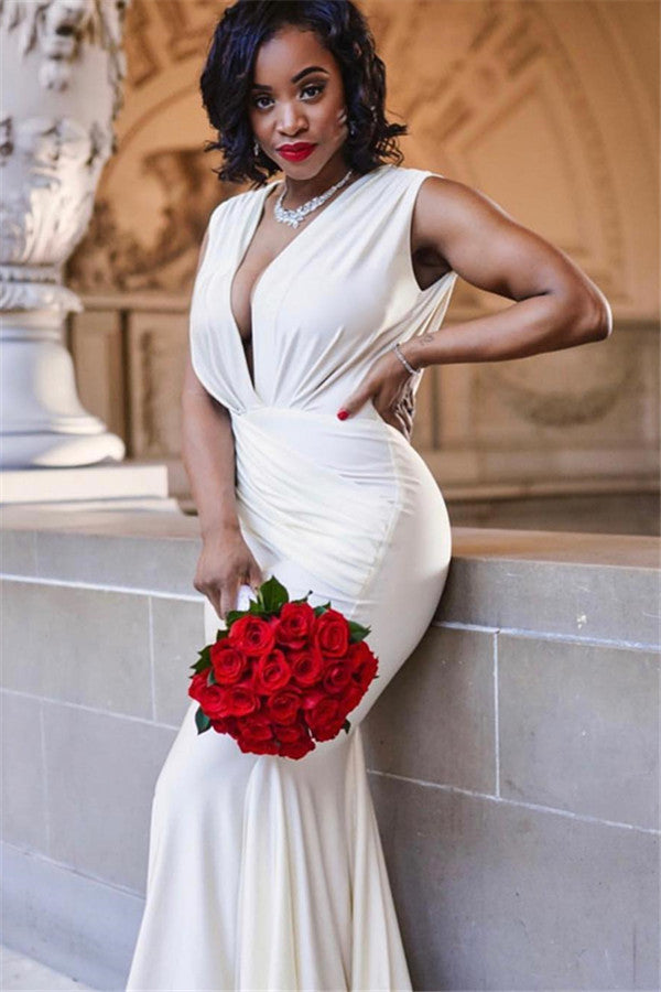 stylish long deep v neck sleeveless straps mermaid wedding dresses showprettydress 3 stylish long deep v neck sleeveless straps mermaid wedding dresses showprettydress 3