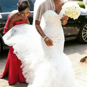 sweetheart mermaid tulle ruffless wedding dresses online lace bridal gowns showprettydress