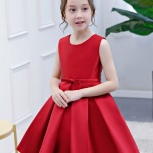 toddlers short dress princess sleeveless satin flower girl dress showprettydress