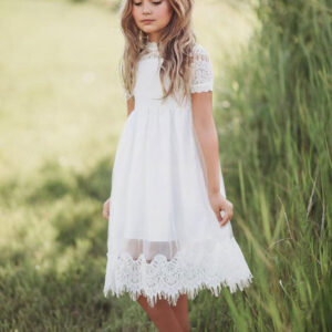 tulle jewel neck short sleeves short a line kids party dresses showprettydress