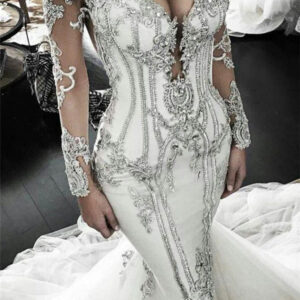 vintage appliques mermaid wedding dresses off the shoulder long sleevess bridal gowns showprettydress