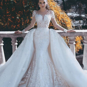 vintage mermaid overskirts long lace wedding dresses showprettydress