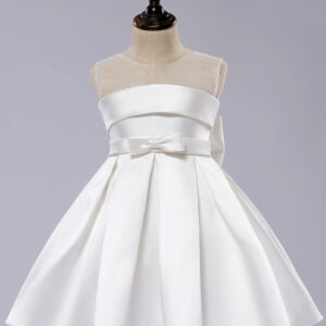 white flower girl dress tutu toddlers short satin pageant dinner dress showprettydress