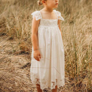 white jewel neck sleeveless lace kids social party dresses showprettydress