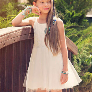 white jewel neck tulle sleeveless short a line bows kids party dresses showprettydress