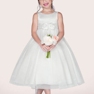 white tulle jewel neck sleeveless formal kids pageant flower girl dresses showprettydress
