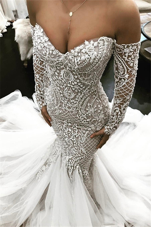 wholesale fit and flare classic long sleevess wedding dresses off the shoulder lace classic bridal gowns showprettydress wholesale fit and flare classic long sleevess wedding dresses off the shoulder lace classic bridal gowns showprettydress